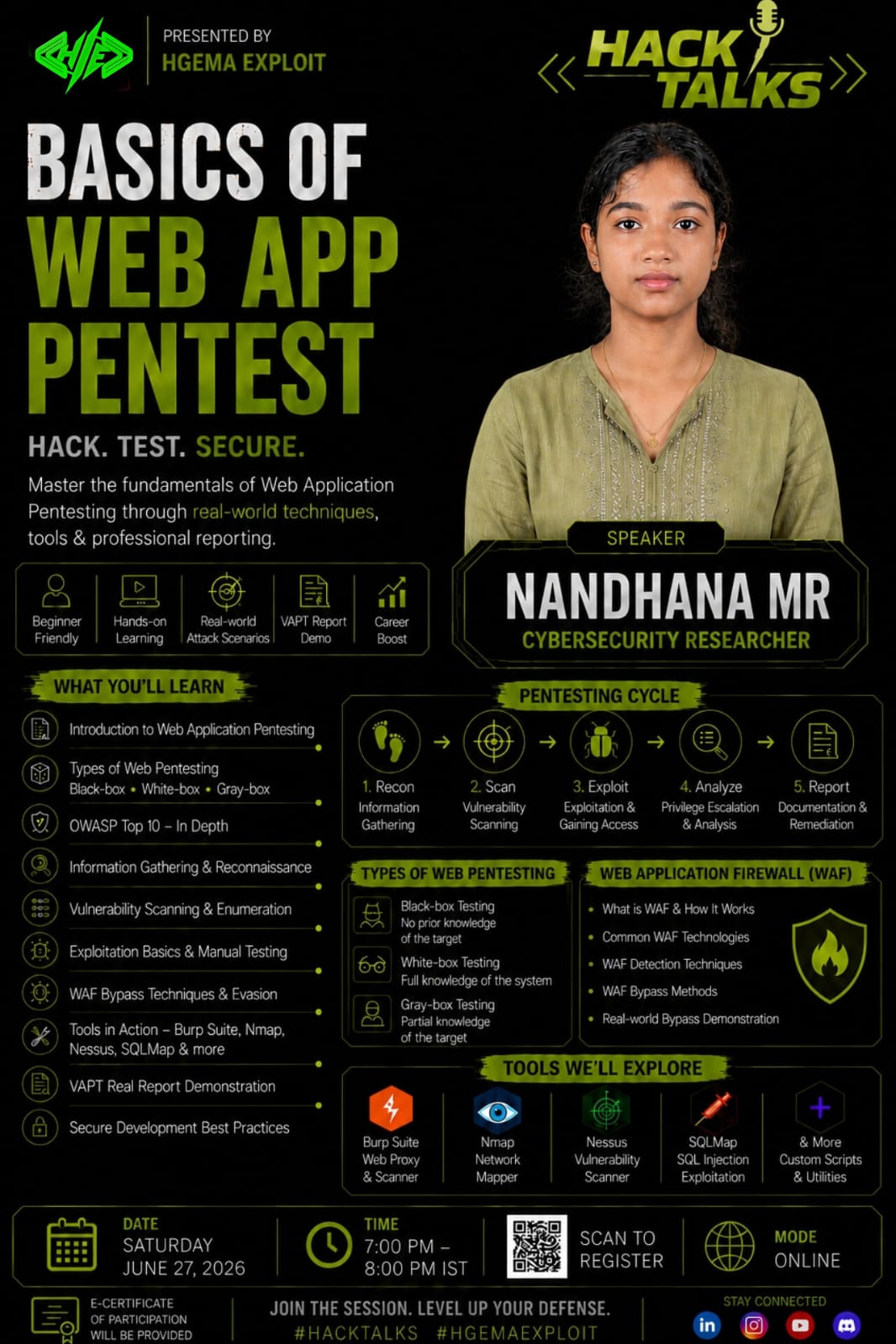 Basics of Web App Pentesting - Nandhana MR Poster